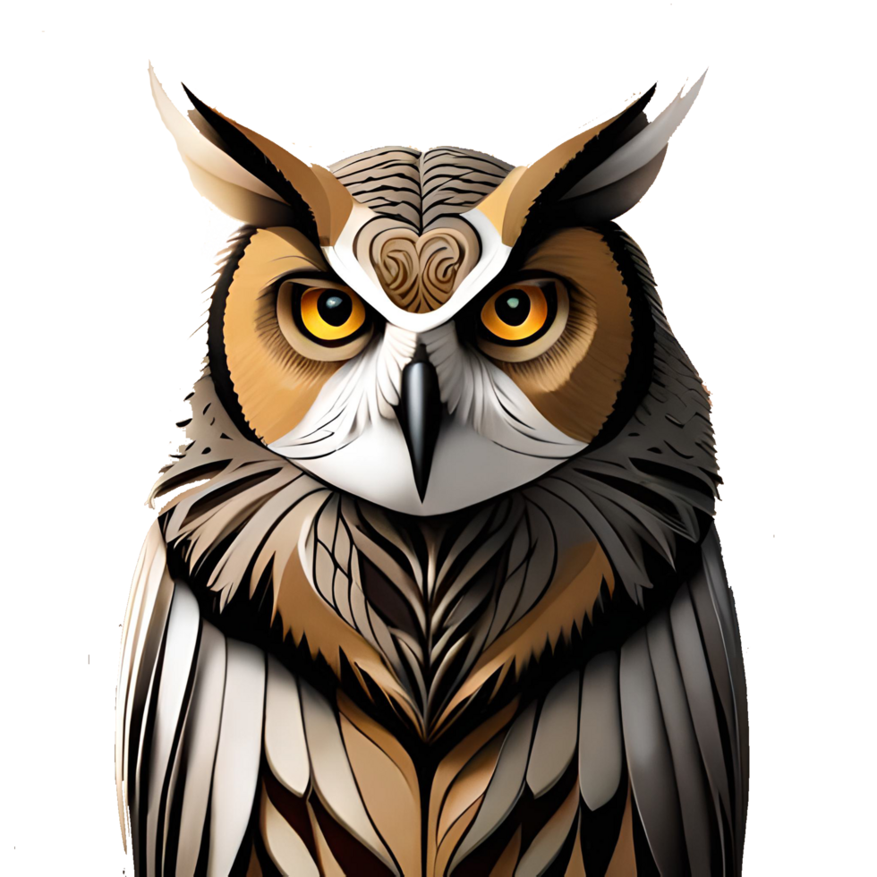 Cute owl bird in flat cartoon style generative with AI png