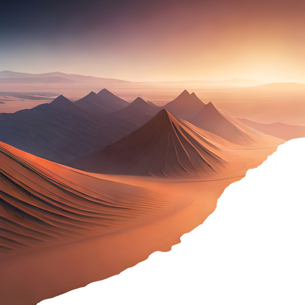 Desert landscape. Pyramid and sun generative with AI png