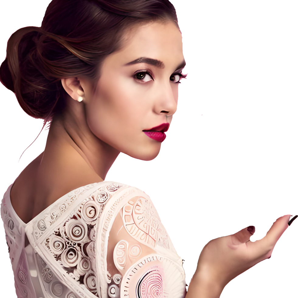 Joyful Young Woman Wearing a Pink Dress generative with AI png