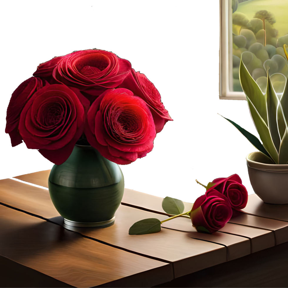 Elegant Roses in a Vase generative with AI 24585132 PNG