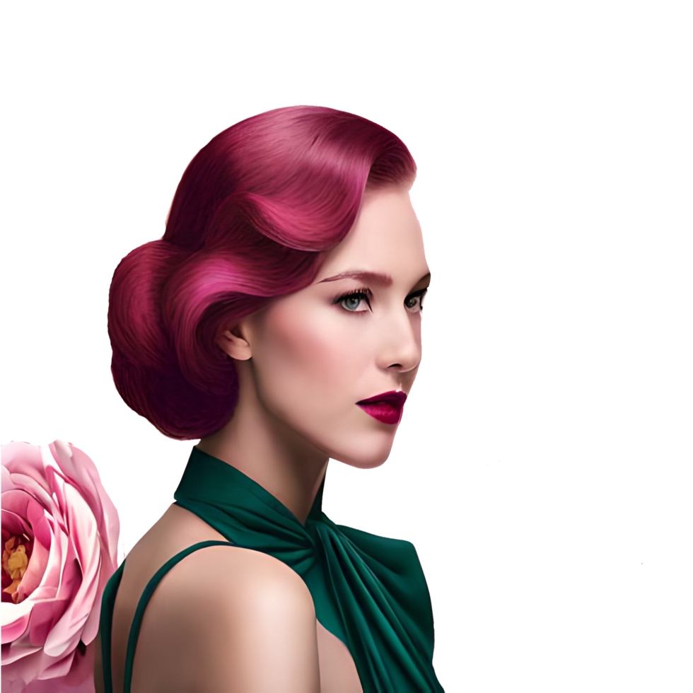 Lady Holding a Pink Rose generative with AI png