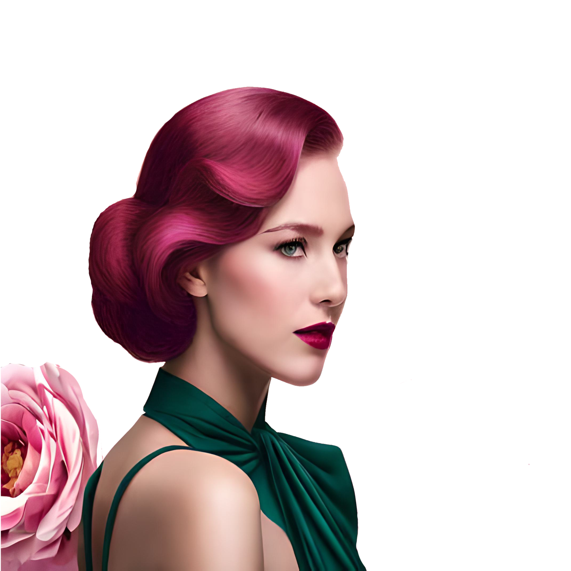 Lady Holding a Pink Rose generative with AI 24585138 PNG