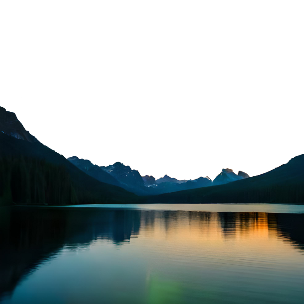 A Scenic Lake Nestled Among Rolling Hills generative with AI png