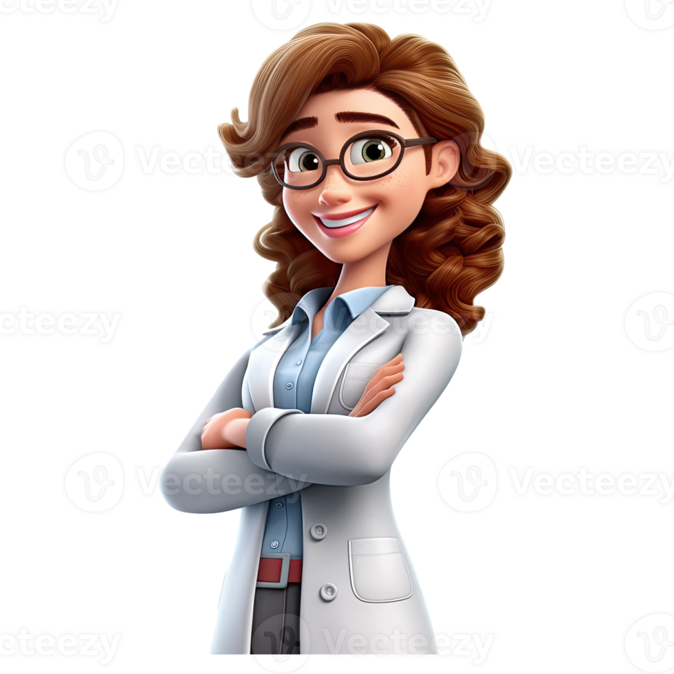 3D Happy cartoon doctor. Cartoon doctor on transparent background. png