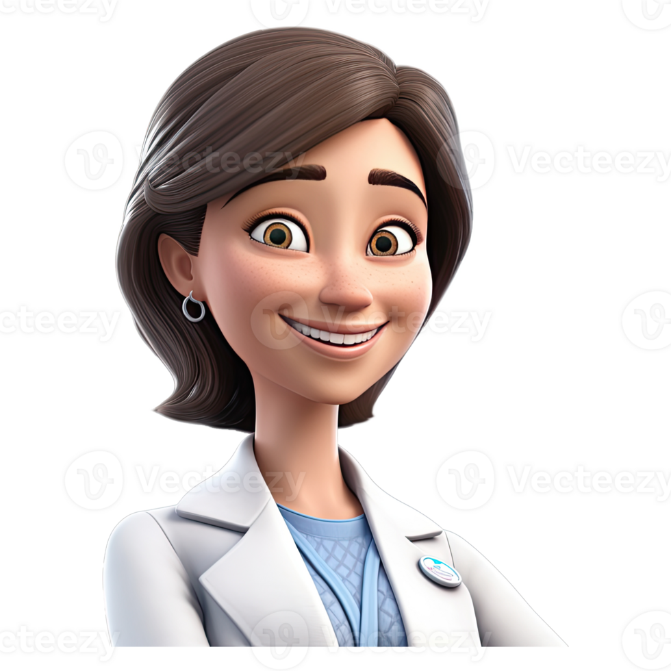 3D Happy cartoon doctor. Cartoon doctor on transparent background. png