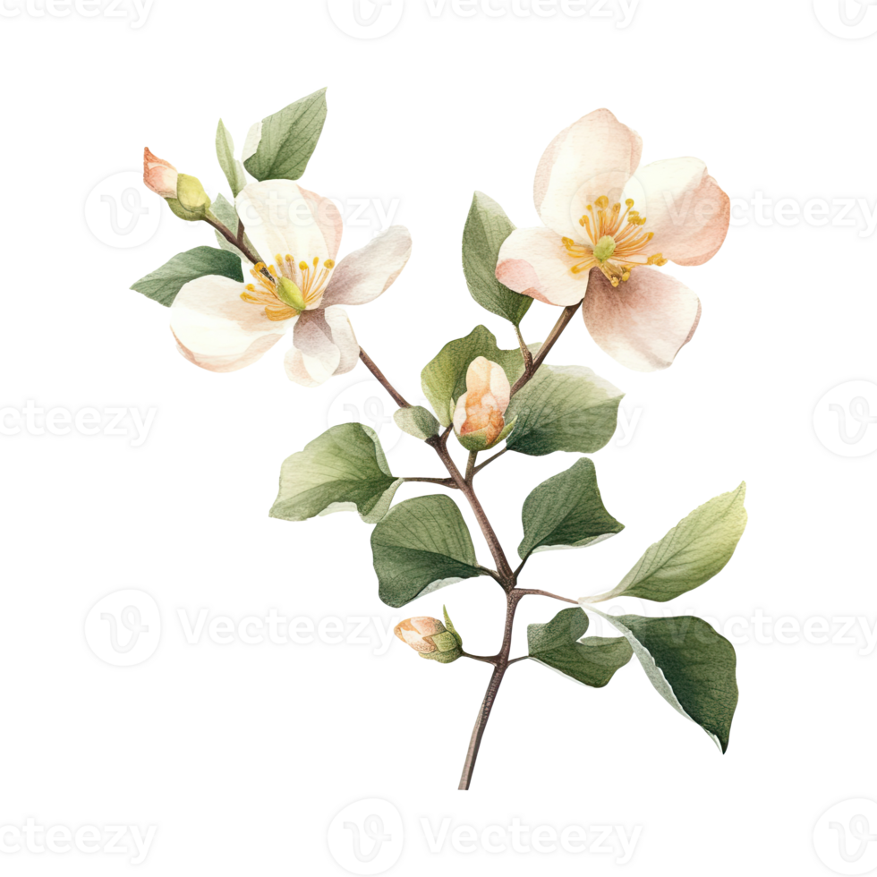 Watercolor botanical illustration on transparent background. png