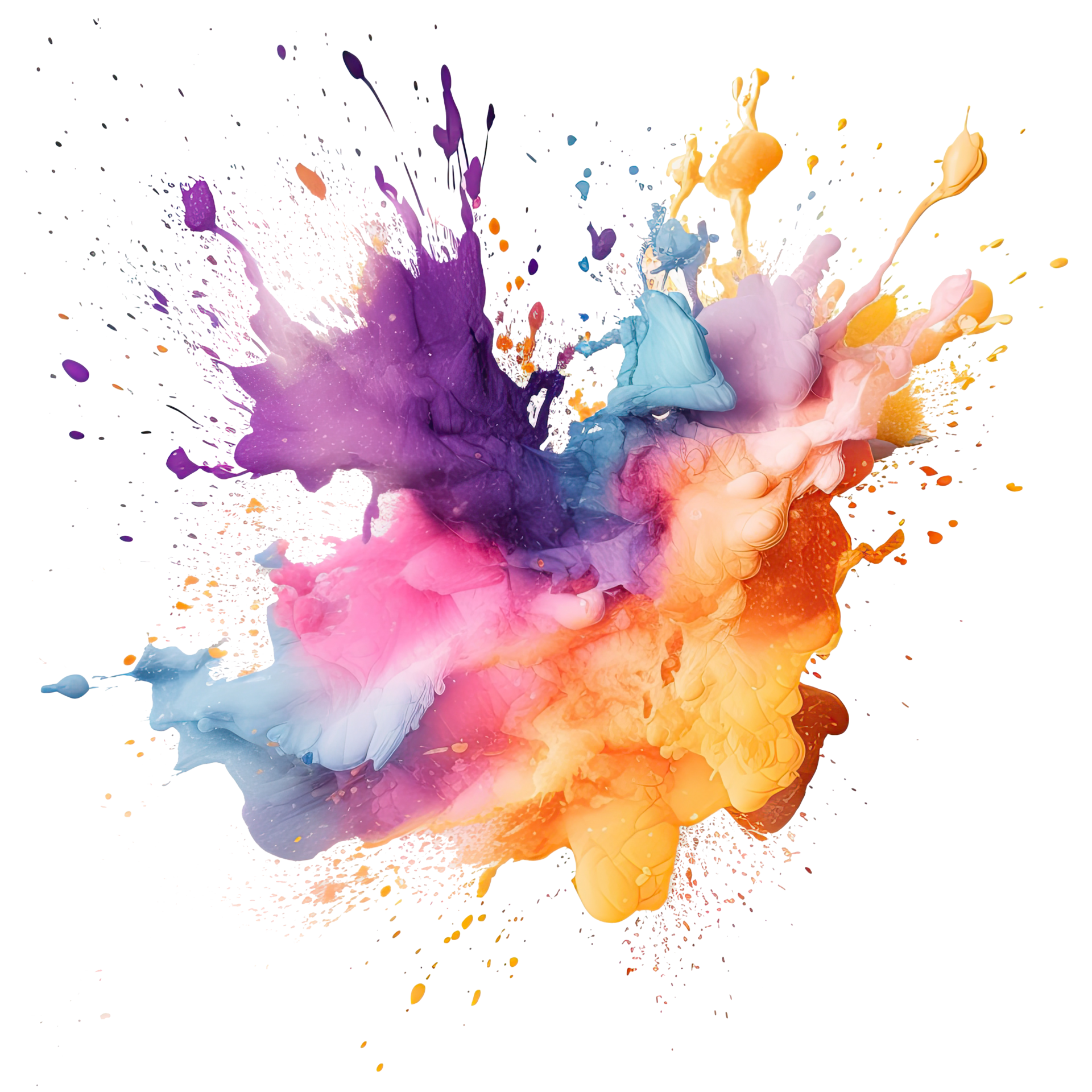 Abstract colorful paint splash on transparent background
