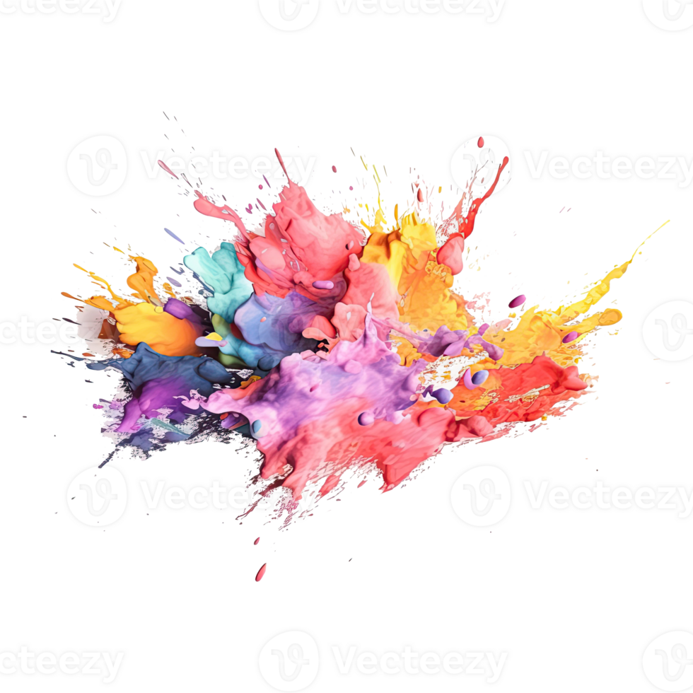 A colorful paint splatter with a splash of paint on a transparent  background Ai Generative 24500972 PNG