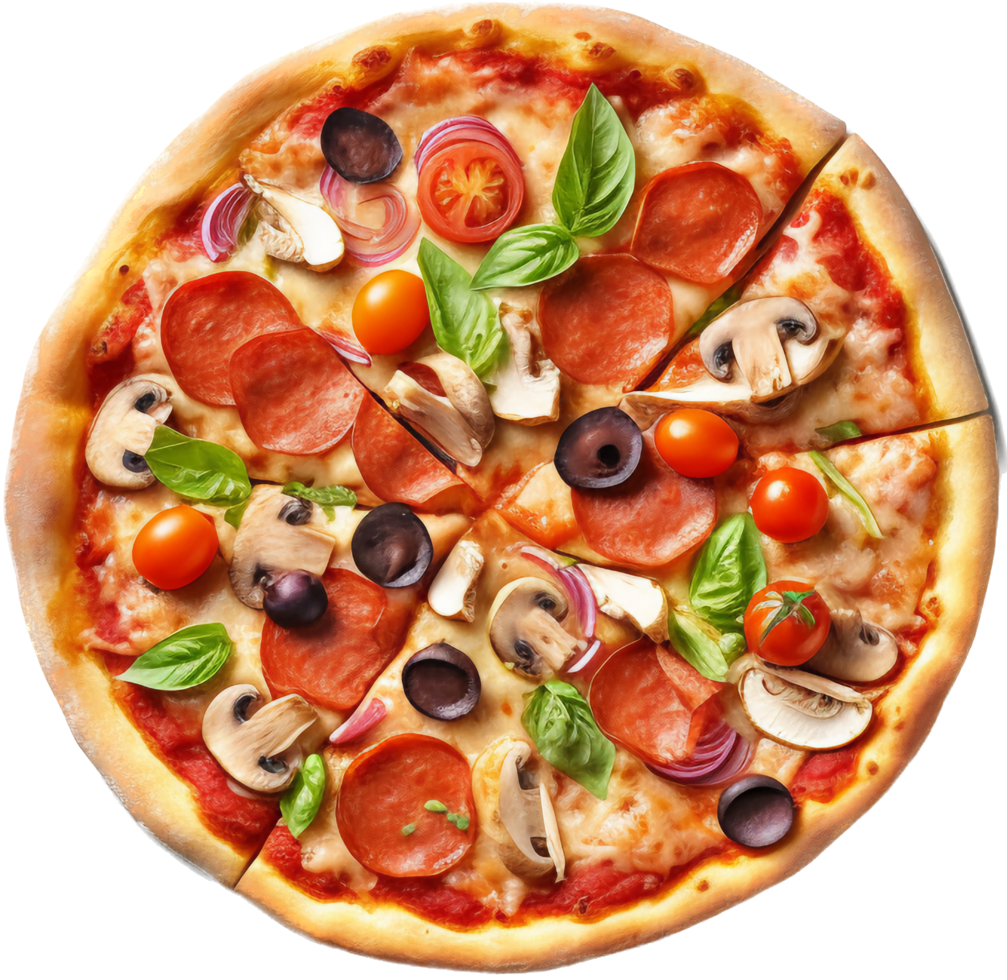 Top view pizza with . png