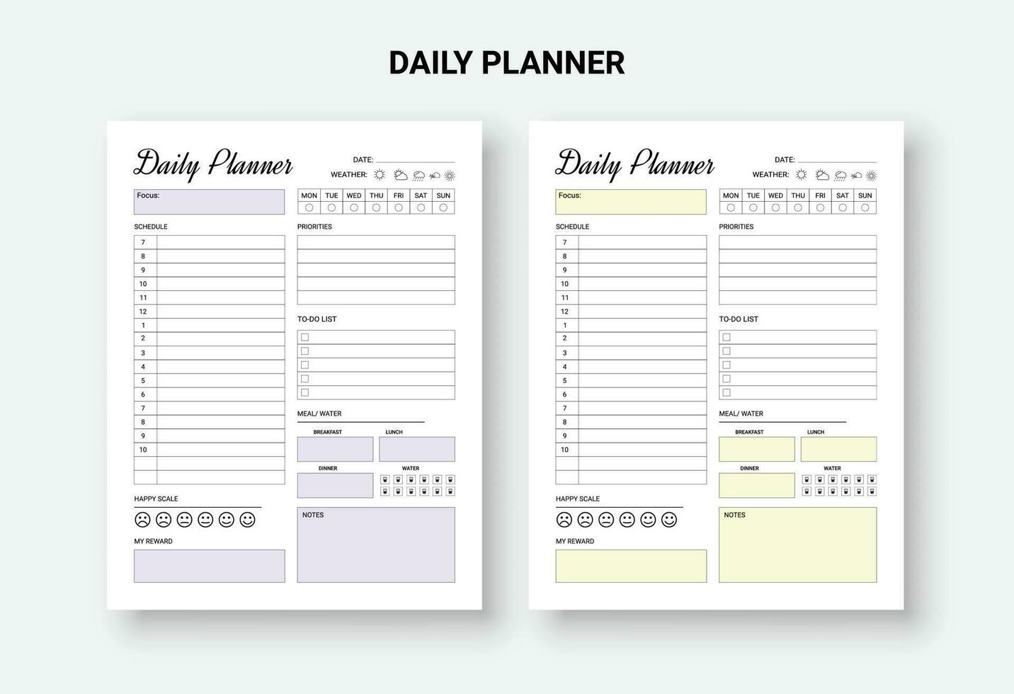 Daily agenda template Plan your daily activities. a daily schedule template vector