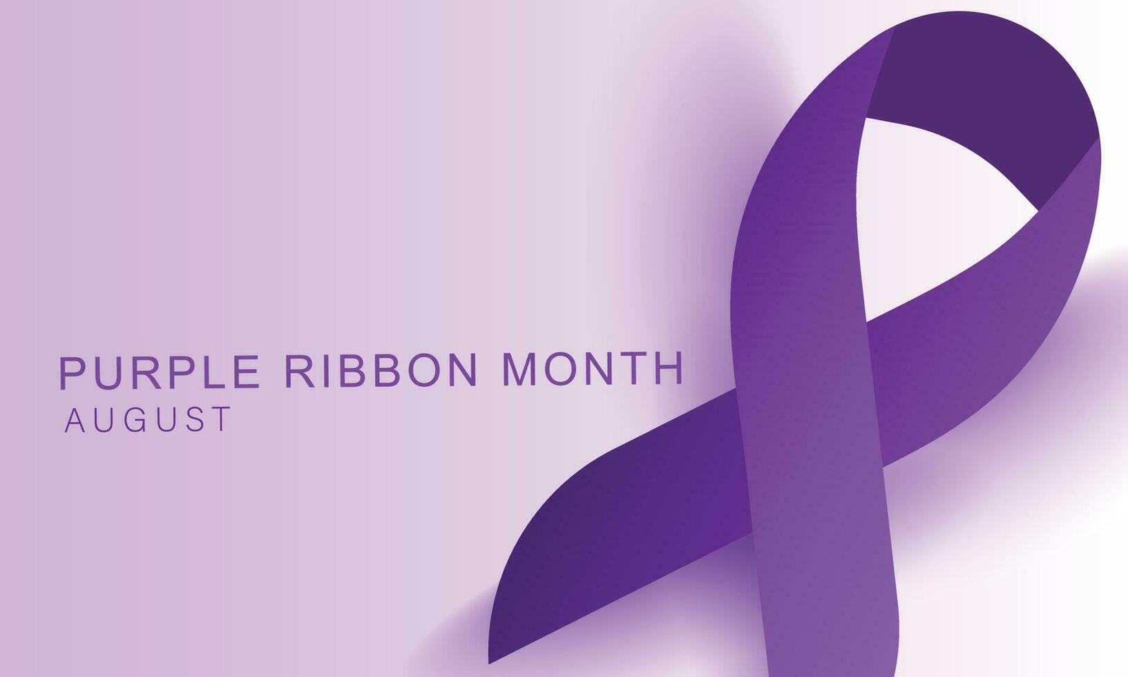 August is purple ribbon month. background, banner, card, poster, template. Vector illustration.