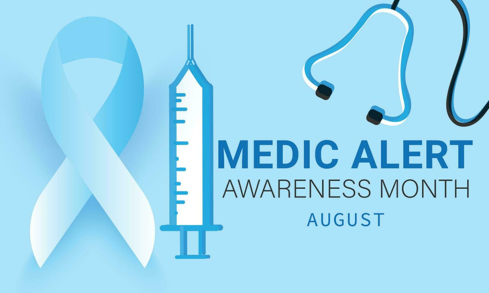 August is Medic Alert awareness month. background, banner, card, poster, template. Vector illustration.