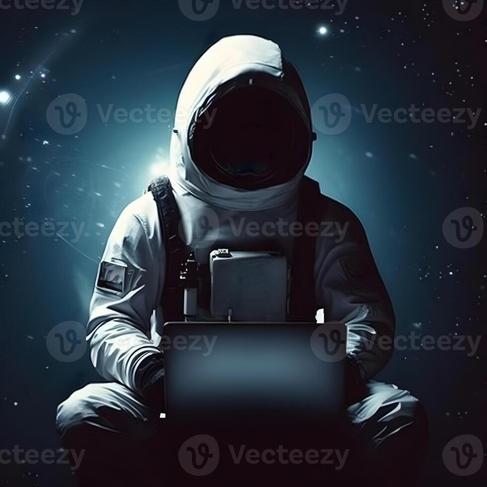Anonymous robot hacker. Concept of hacking cybersecurity, cybercrime, cyberattack, dark web, etc. photo