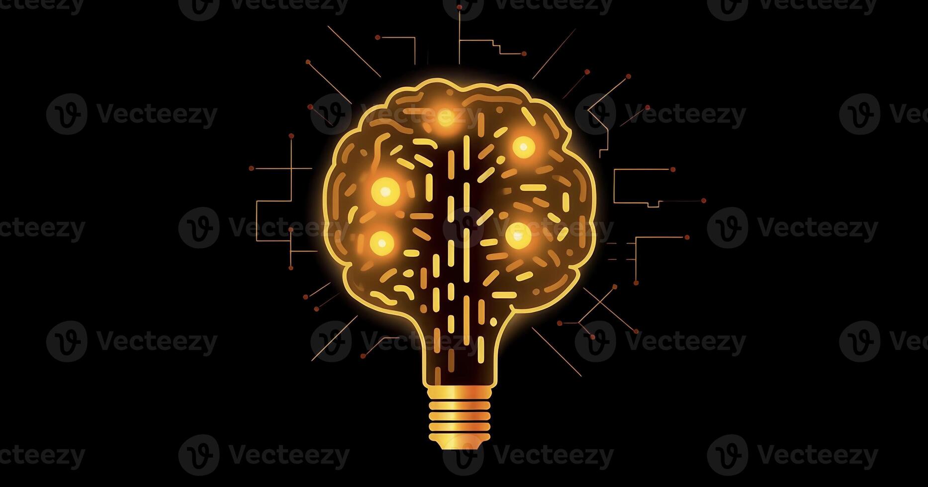 Bulb like brain with detailed circuits. Concept of artificial intelligence. image photo