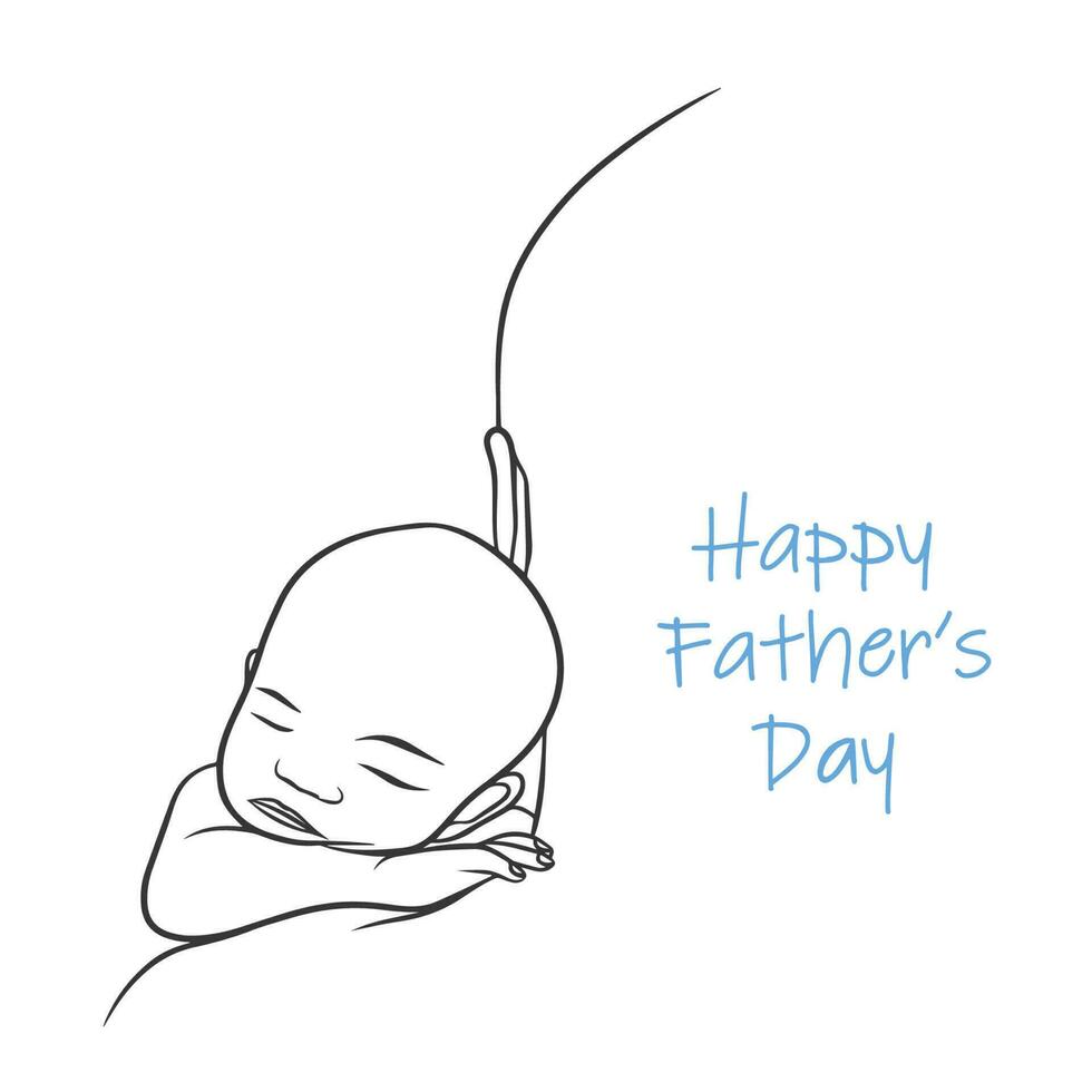 Minimalist card, dad with baby, happy fathers day on white background vector