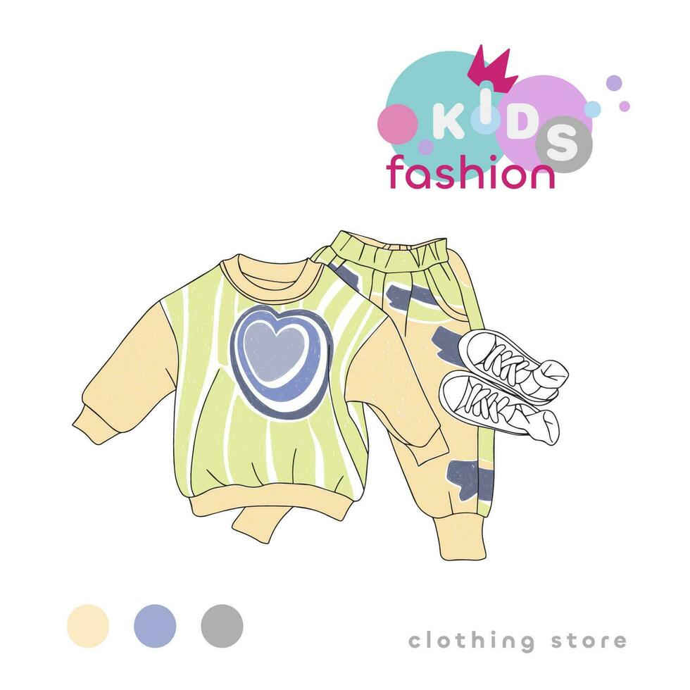 Fashionable childrens clothing store, image, childrens design vector