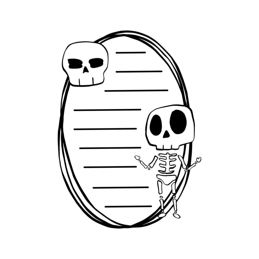 Halloween Triple Oval Frame with Black line in for message like notepaper. Vector illustration about stationery.
