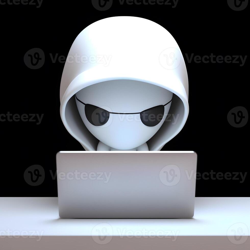 Anonymous cute hacker. Concept of hacking cybersecurity, cybercrime, cyberattack, etc. photo