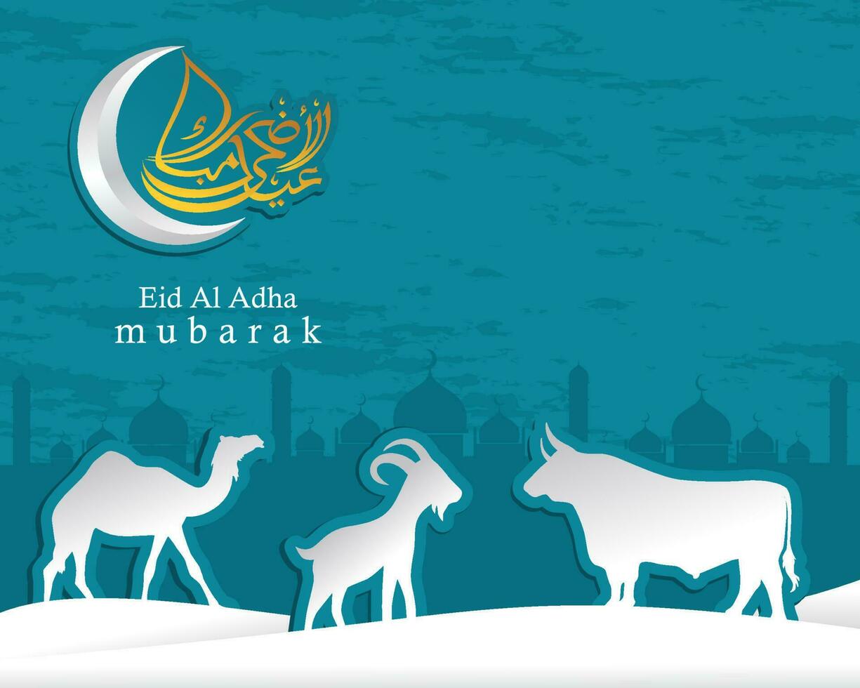 Arábica caligráfico texto de eid Alabama adha Mubarak para el musulmán celebracion. eid Alabama adha creativo diseño islámico celebracion para imprimir, tarjeta, póster, bandera etc. vector