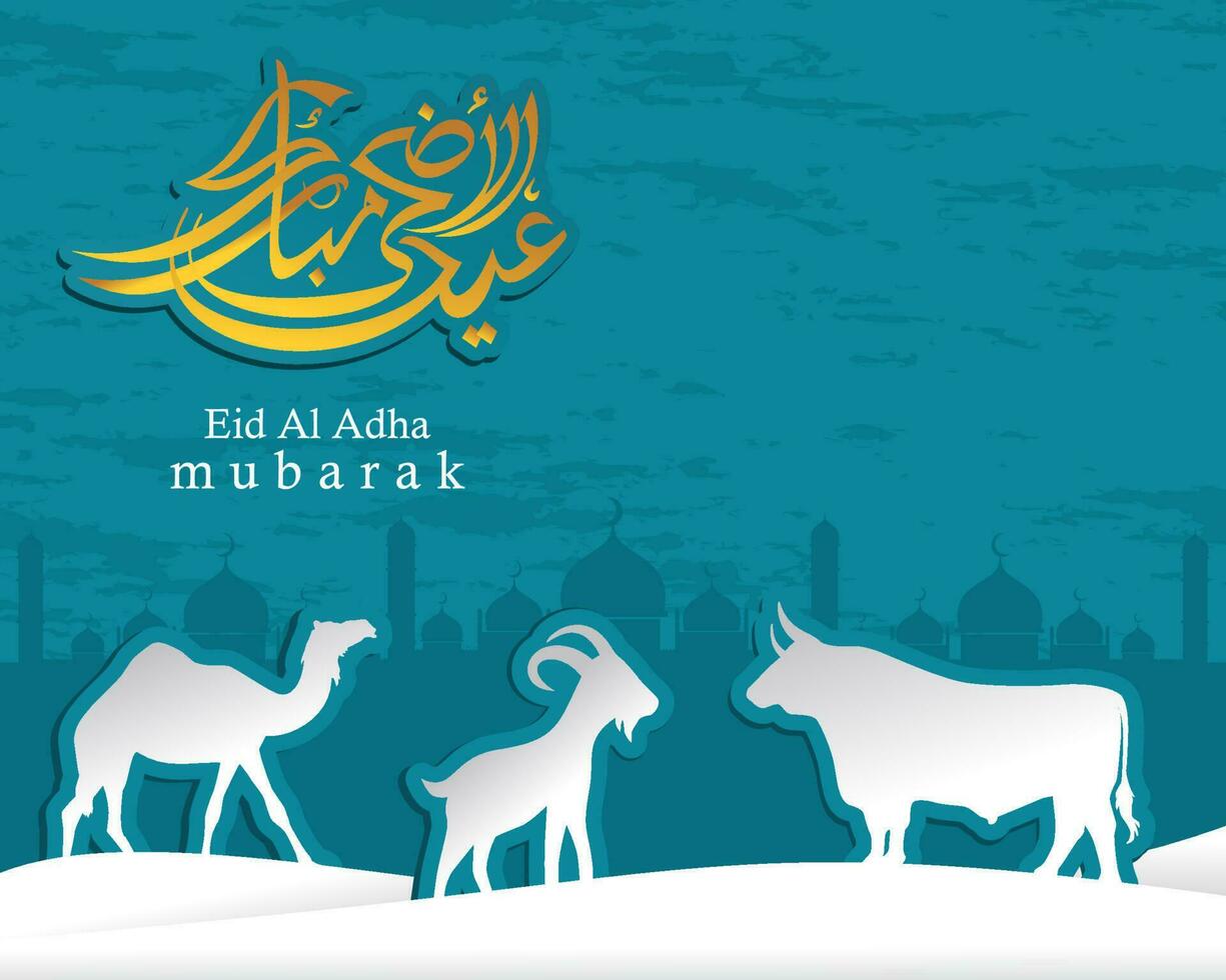 Arábica caligráfico texto de eid Alabama adha Mubarak para el musulmán celebracion. eid Alabama adha creativo diseño islámico celebracion para imprimir, tarjeta, póster, bandera etc. vector