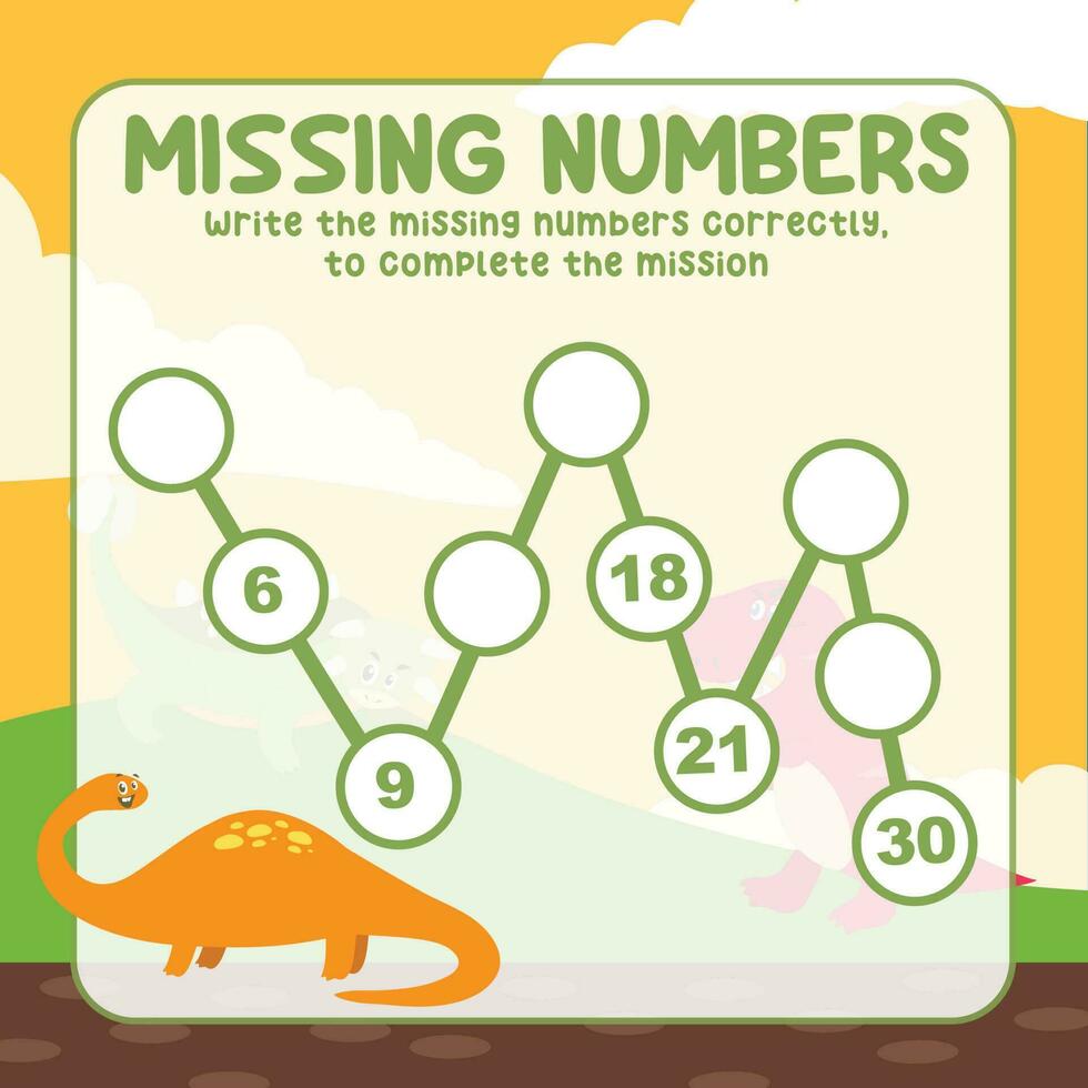 Missing numbers. Write the answer correctly. Educational printable math worksheet. Count and write activity. Counting practice. Vector file.
