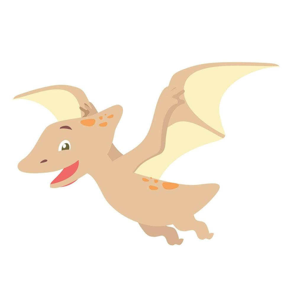 Cute flat dinosaur on a white background. Funny cartoon dinosaur isolated on white background for packing paper, fabric, postcard, clothing, printable game card. Vector file.