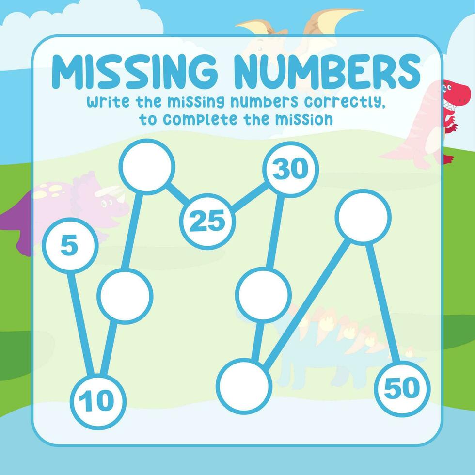 Missing numbers. Write the answer correctly. Educational printable math worksheet. Count and write activity. Counting practice. Vector file.
