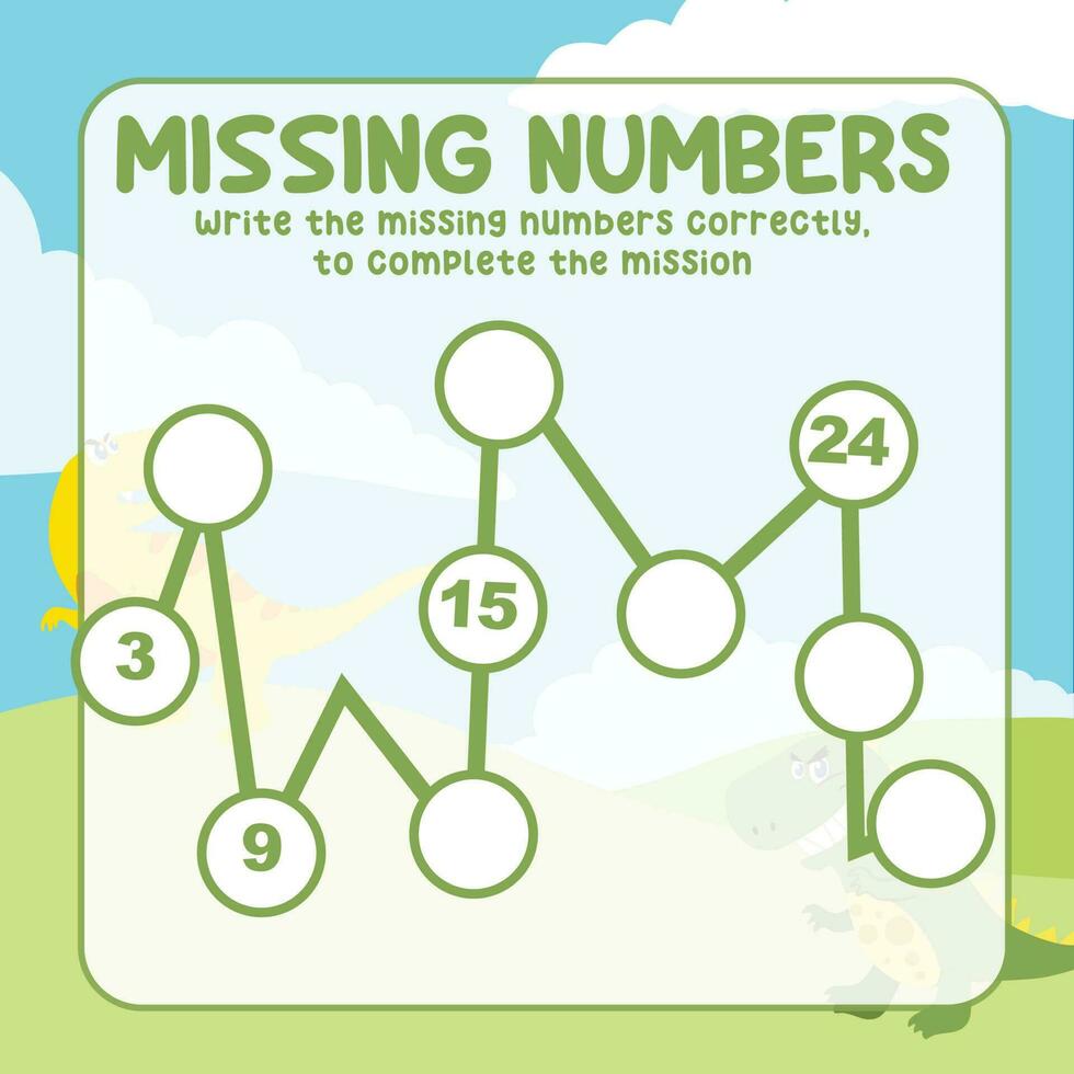 Missing numbers. Write the answer correctly. Educational printable math worksheet. Count and write activity. Counting practice. Vector file.