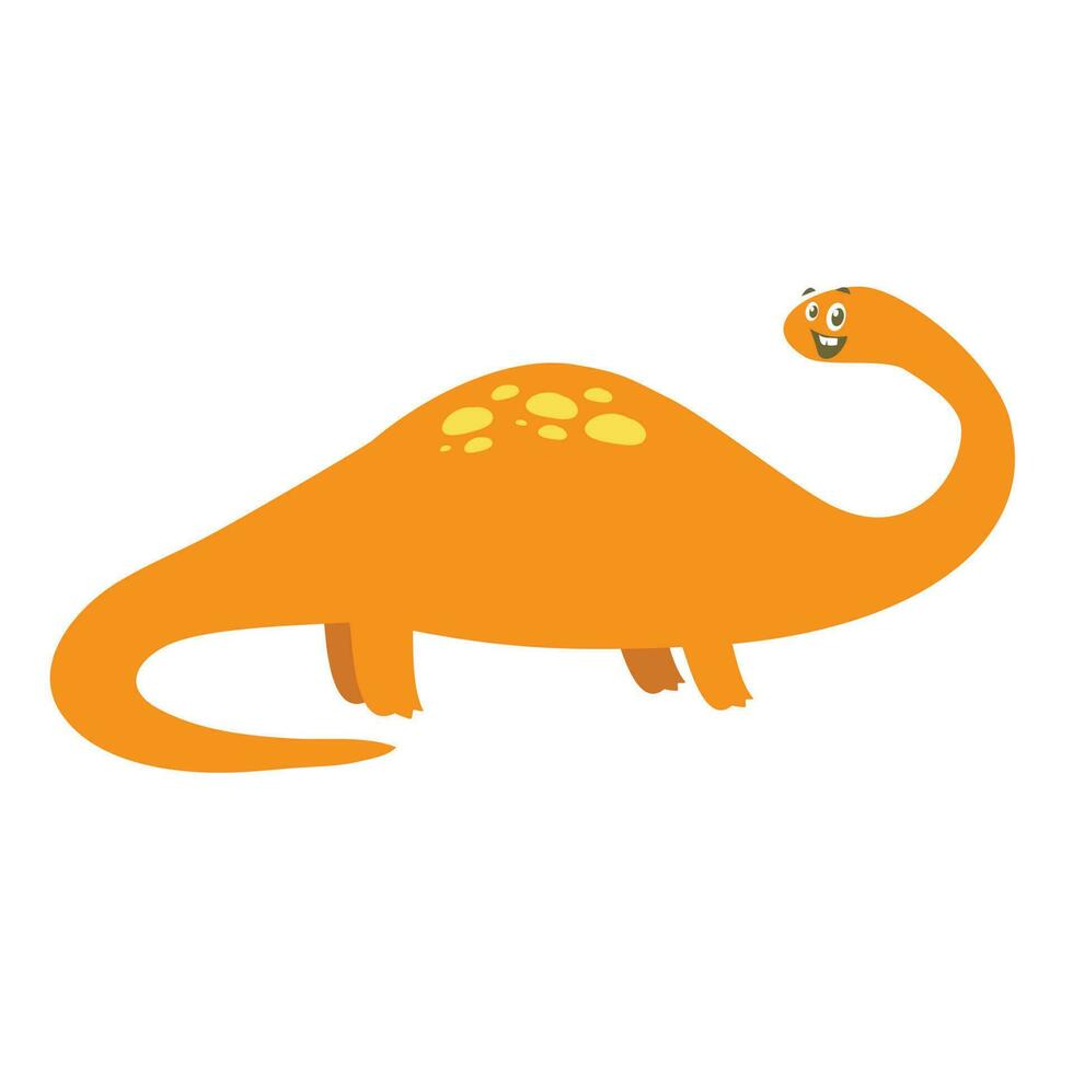 Cute flat dinosaur on a white background. Funny cartoon dinosaur isolated on white background for packing paper, fabric, postcard, clothing, printable game card. Vector file.