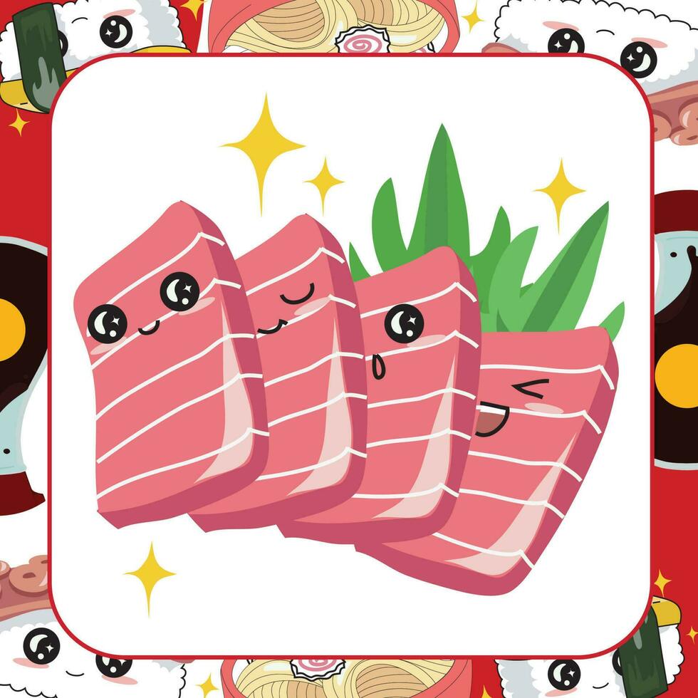 Asian food flashcard. Printable game cards. Vector illustration.