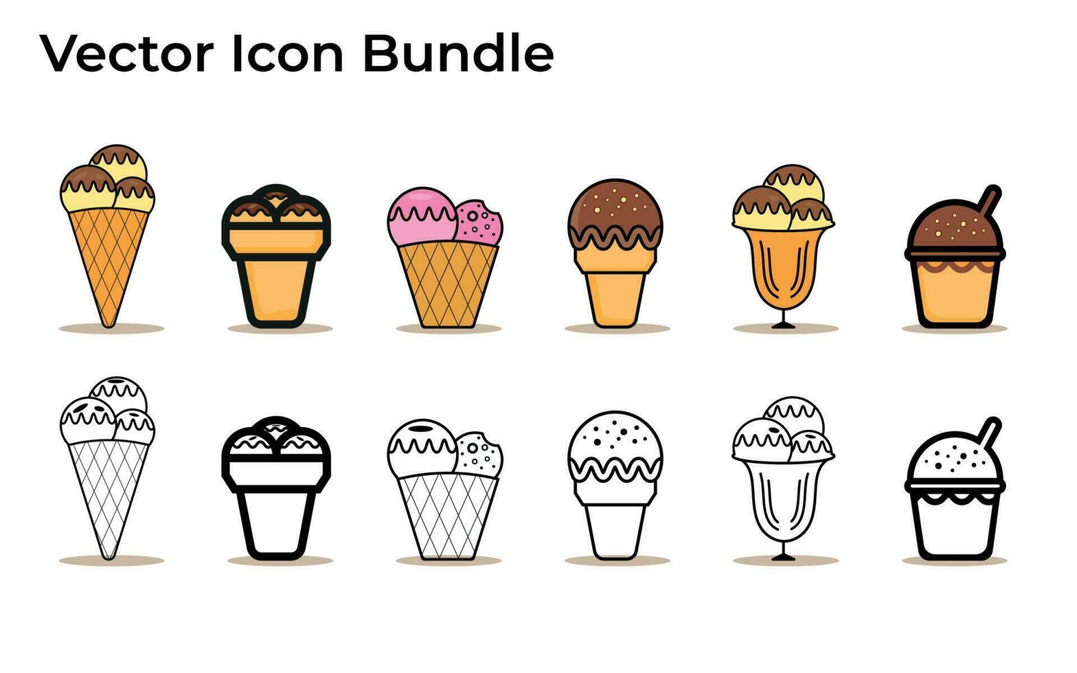 conjunto de iconos de helado, como parfait, yogur helado, helado, vainilla, chocolate vector