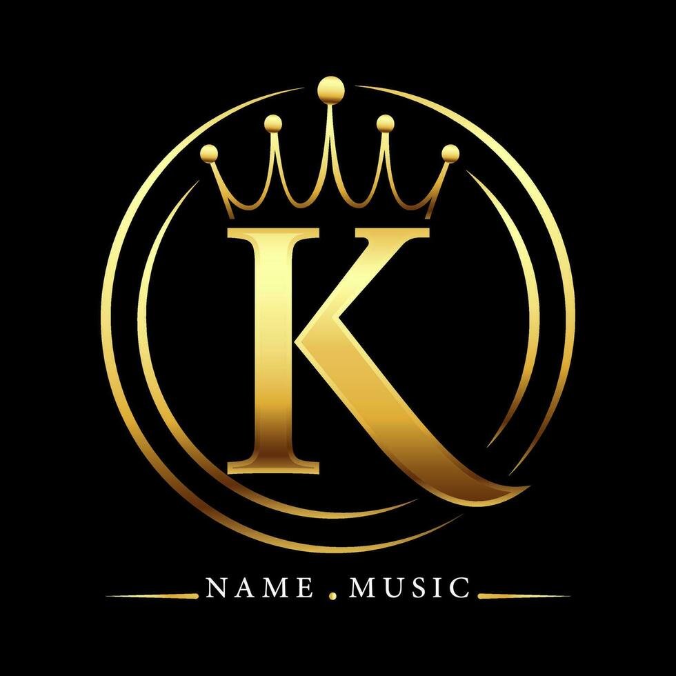 letra k logo diseño en oro vector