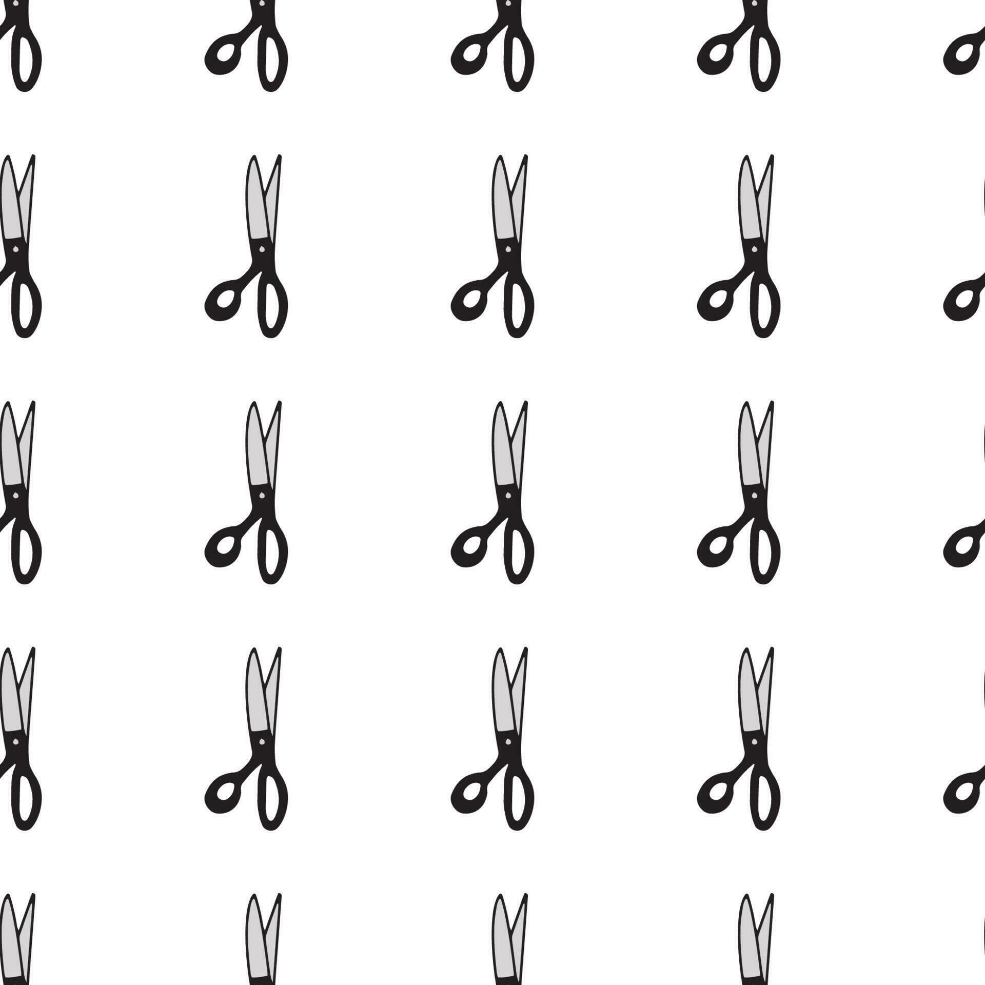 Scissor seamless pattern. Hand drawn professional pair of scissors