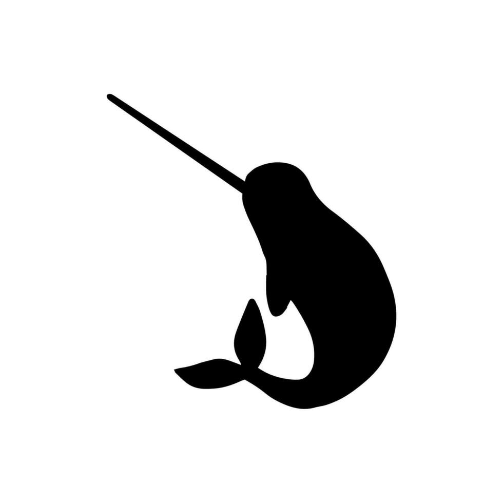 Narwhal Character sea animal on deep background. Wild life illustration. Vector illustration.