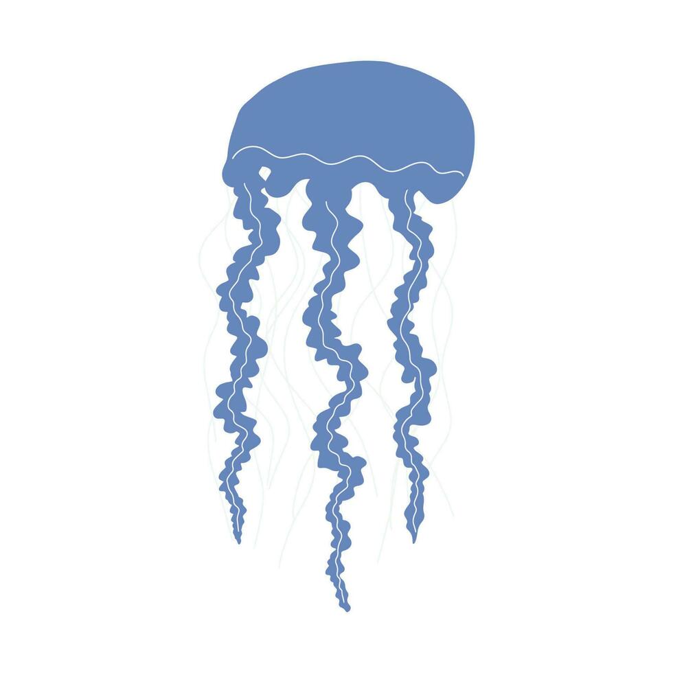 Jellyfish Character sea animal on deep background. Wild life illustration. Vector illustration.