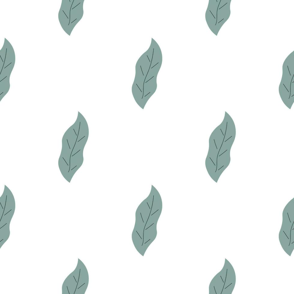 Leafs seamless pattern. Vector hand drawn botanical illustration. Pretty scandi style for fabric, textile, wallpaper. Digital paper in white background