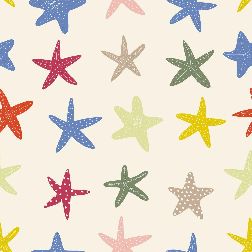 Starfish seamless pattern. Atlantic star. Marine Animal Vector print.