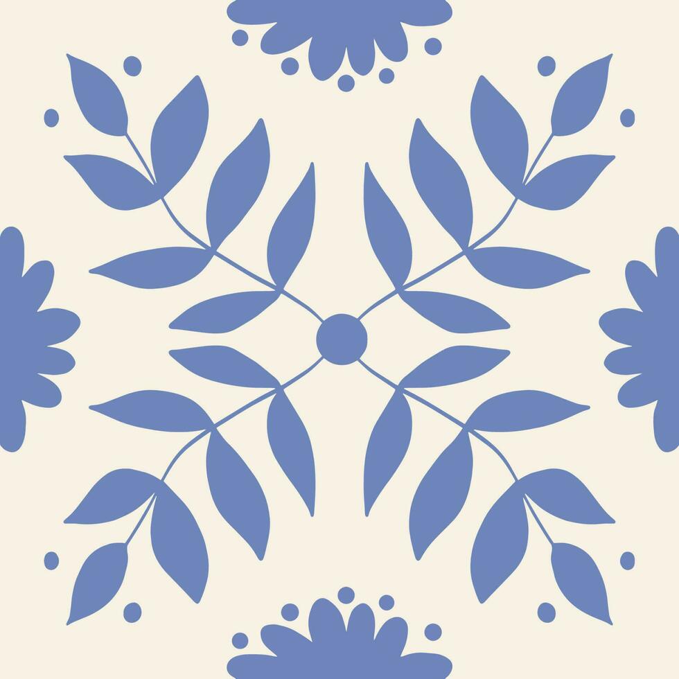 Tile with leaves and flowers. Italian ornament seamless. vector