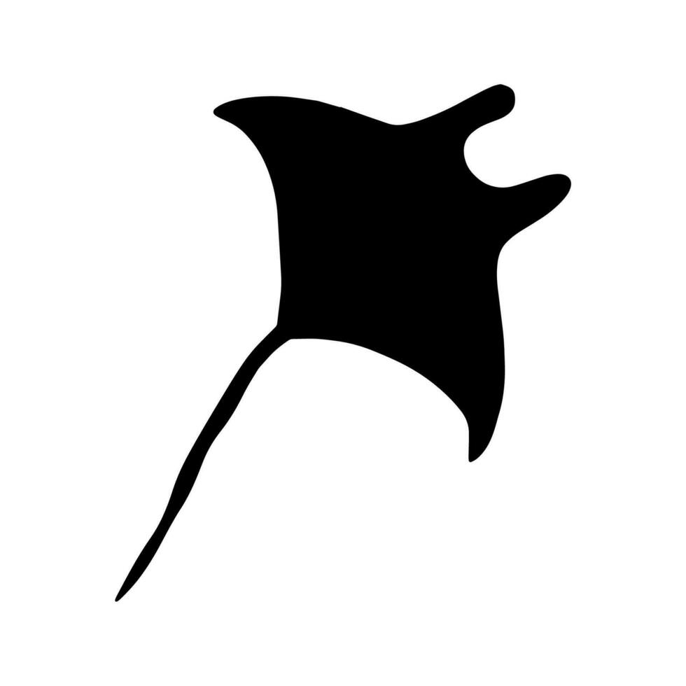 Stingray fish Character black sea animal on deep background. Wild life illustration. Vector illustration.