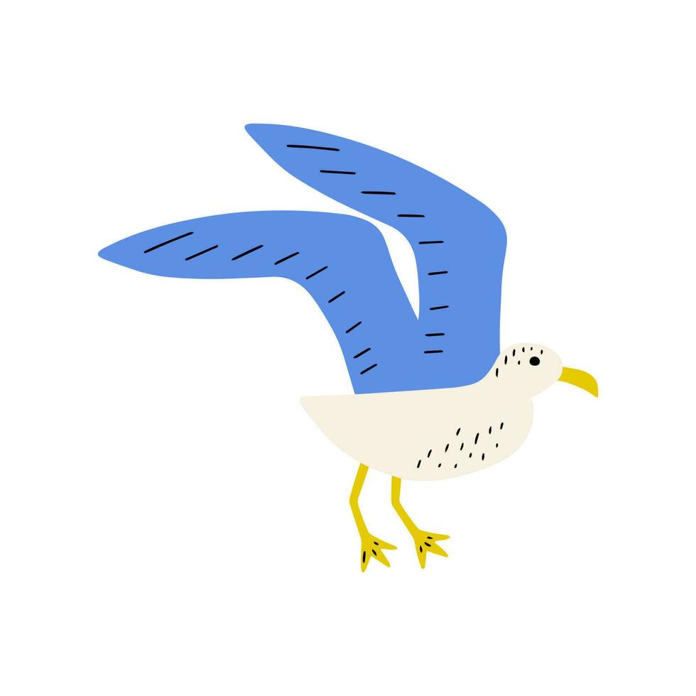 Seagull. Atlantic seabird. Marine Animal Vector illustration on white background.