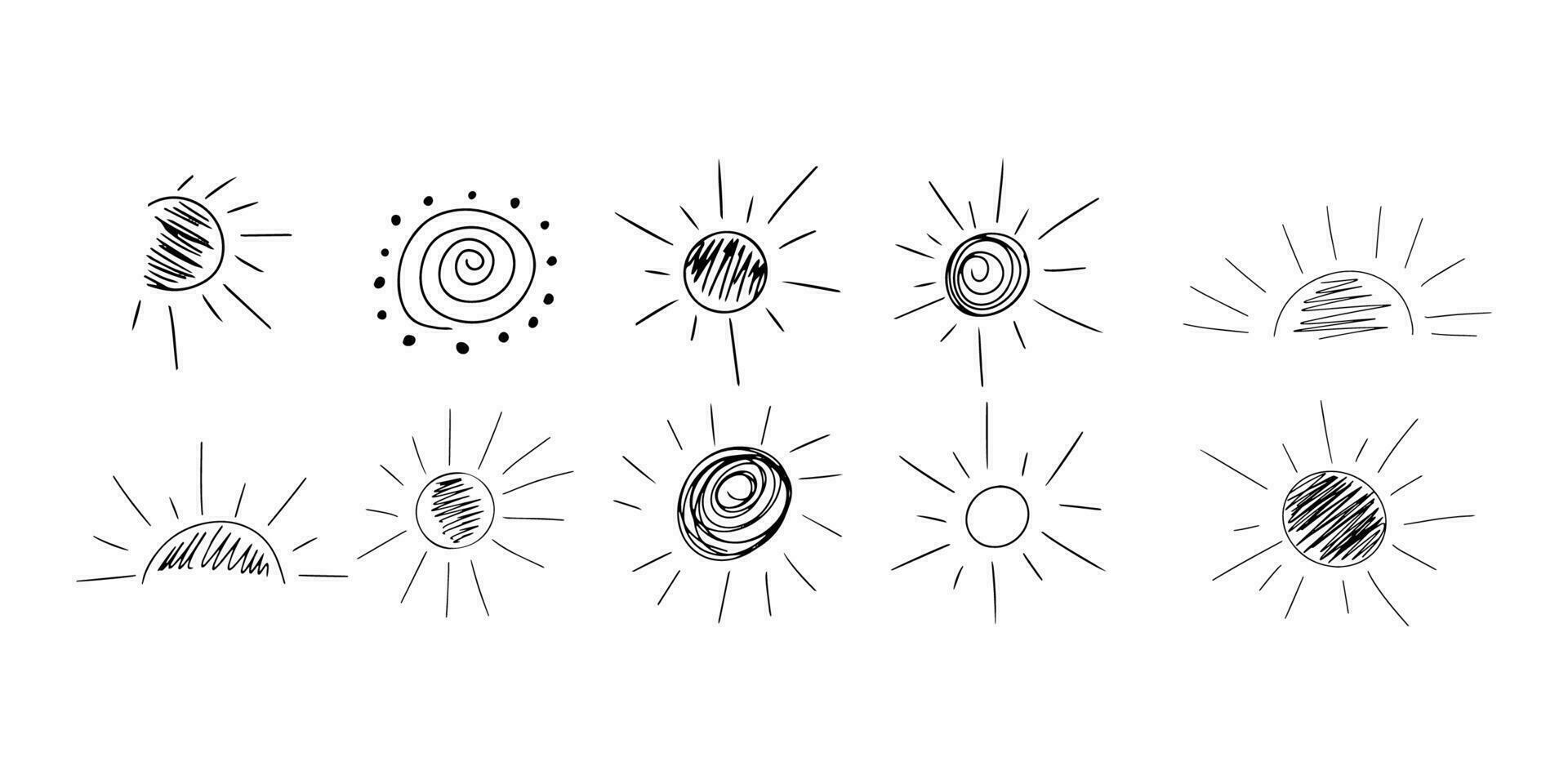 Sun. Cute doodle icon. Vector illustration weather symbol for website design, web button, mobile app.