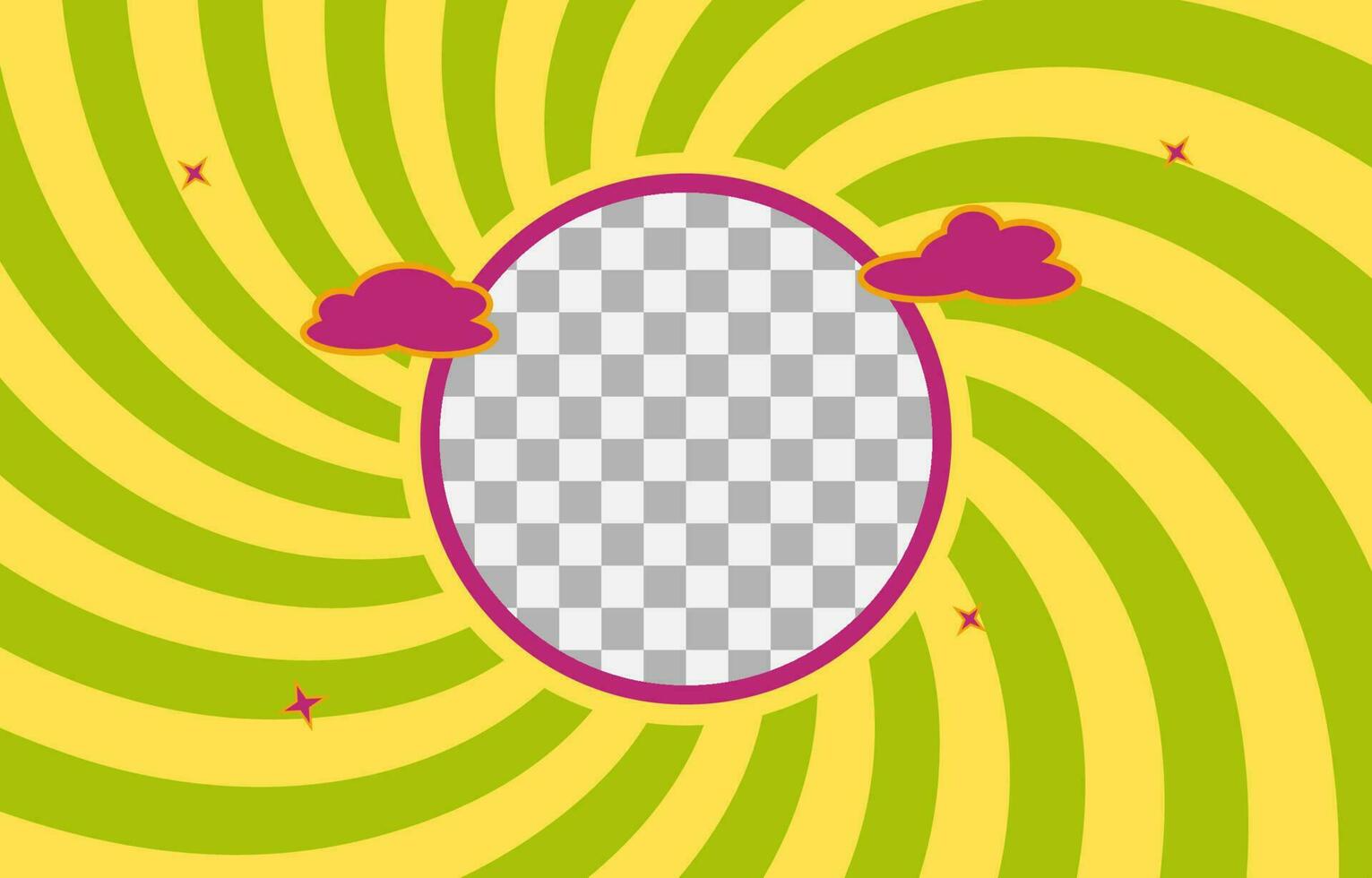 Twirl sunburst in retro style background with photo vector