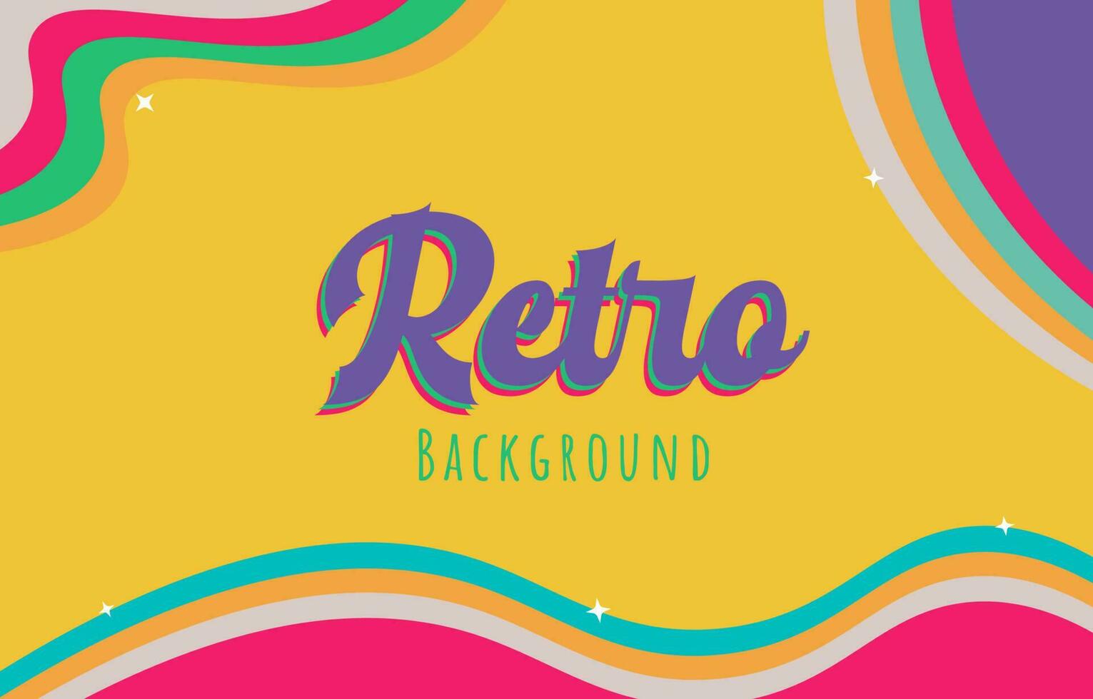 Colorful waves retro background vector