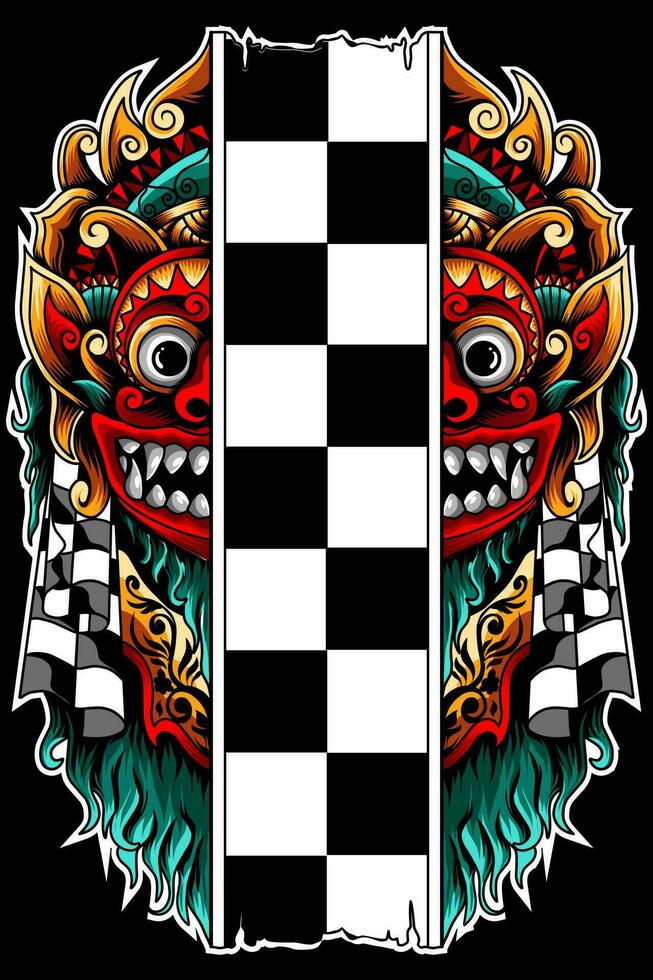 barong bali camiseta diseño, lleno color barong bali ilustración vector