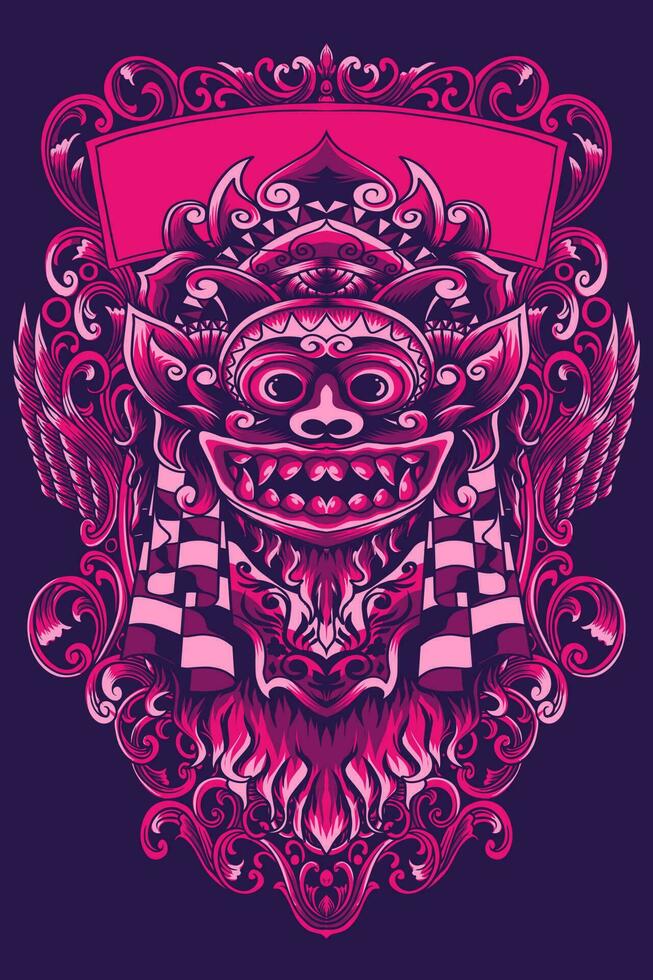 Balinese Barong mask vector image art
