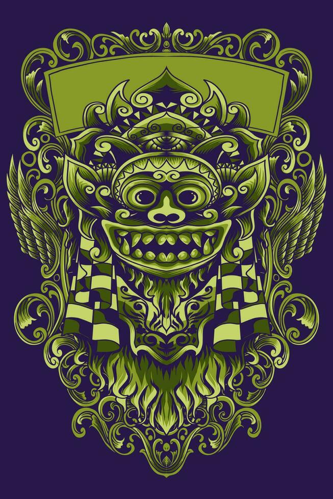 Barong Bali vector image for green distro t-shirt print