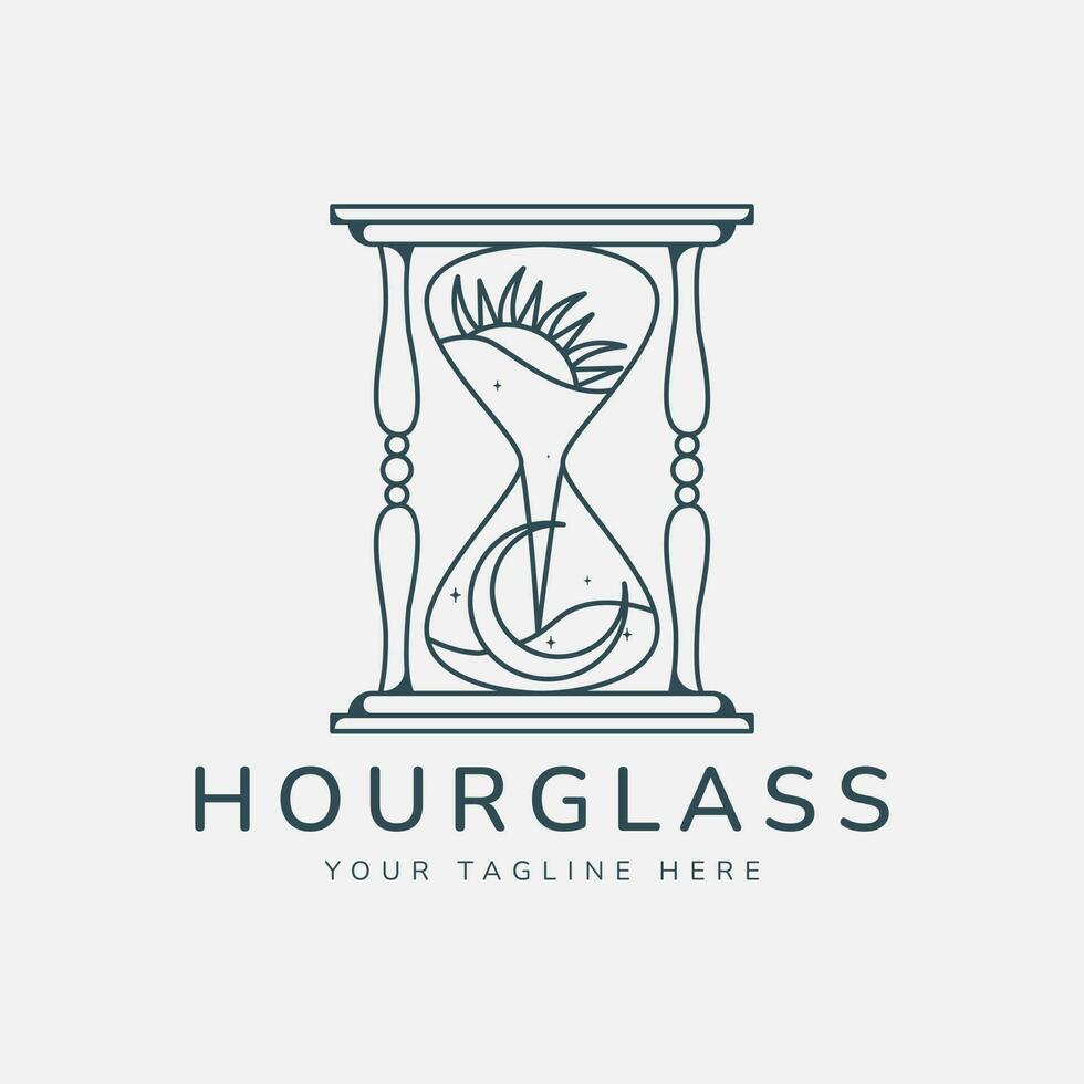 line art antique hourglass logo vector template illustration design