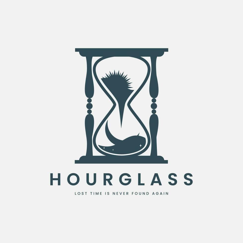 hourglass vintage logo vector illustration template design