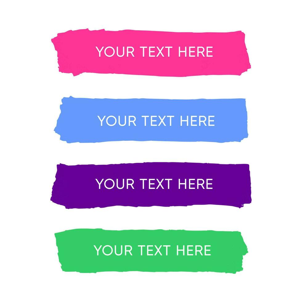 Color brush strokes. Vector paintbrush set, brush strokes templates. Grunge design elements. Long text boxes.