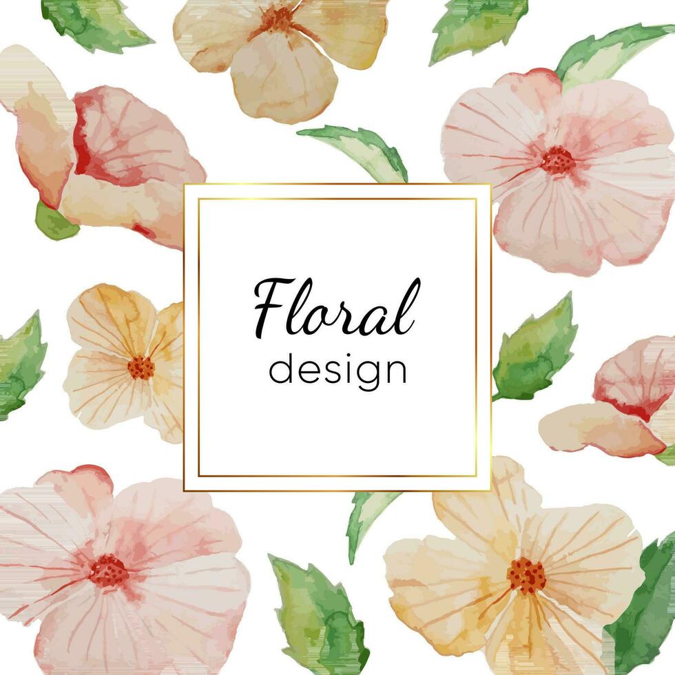 Seamless watercolor pink Violet flowers and leaves template vector